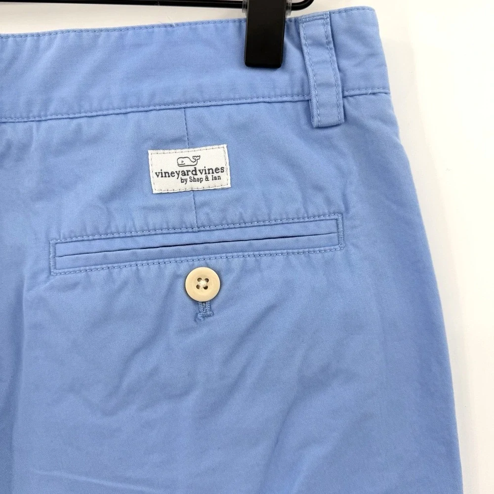 Vineyard Vines Shorts Mens 28x9 Light Blue Club Short Cotton Twill Preppy Beach